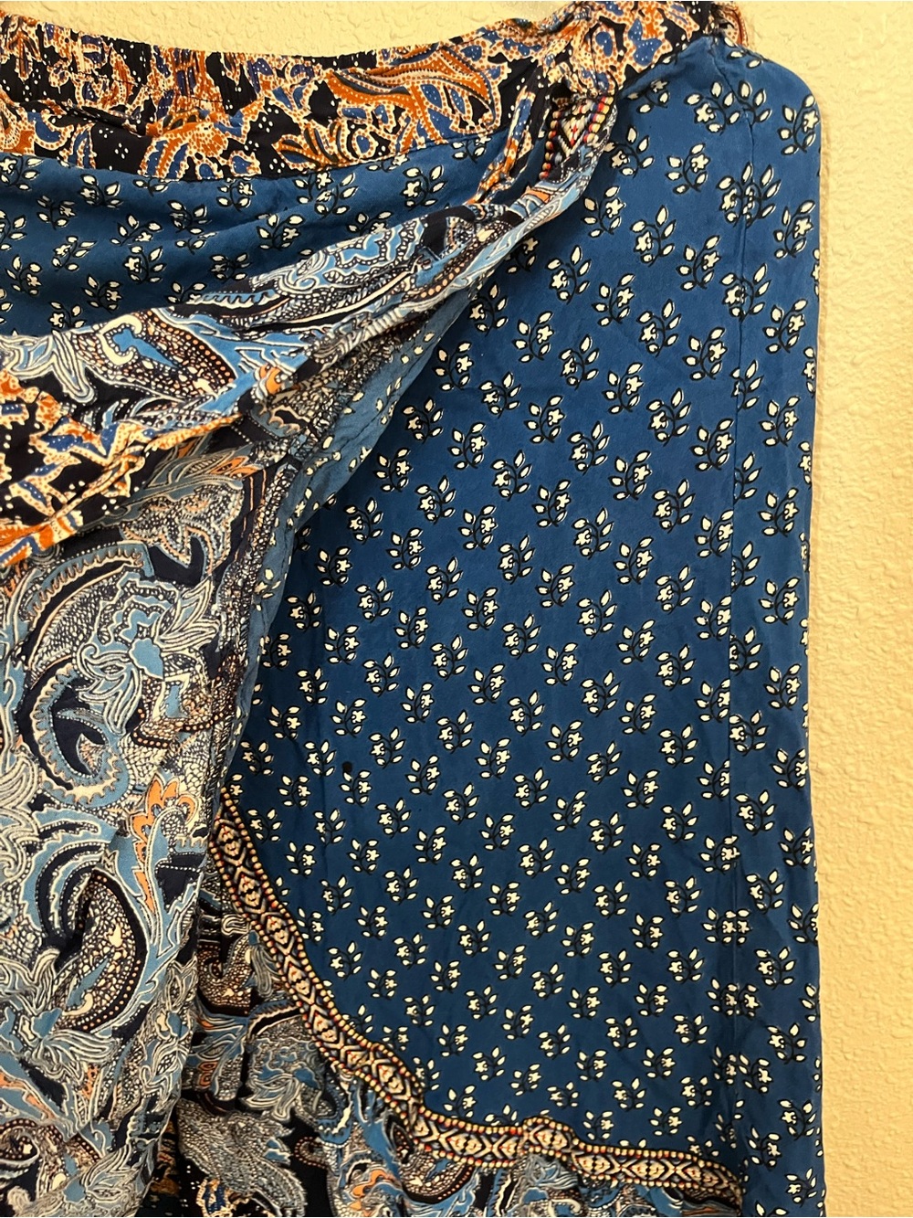Christian Siriano Blue Paisley Asymmetrical Wrap Skirt - Picture 2 of 4